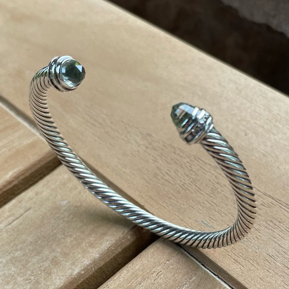 David Yurman Silver Bracelet with Green Accents - Picture 7 of 10